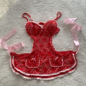 VICTORIA’S SECRET Hot Sexy Red White Pink Satin Ribbon Lace Trim Bra Lingerie